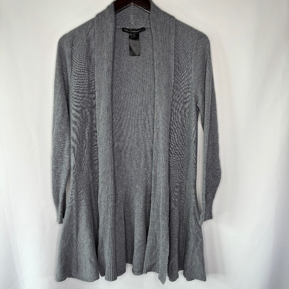 White House Black Market Sweaters - White House Black Market Women's Gray Shawl Collar Open Front Cardigan Size S